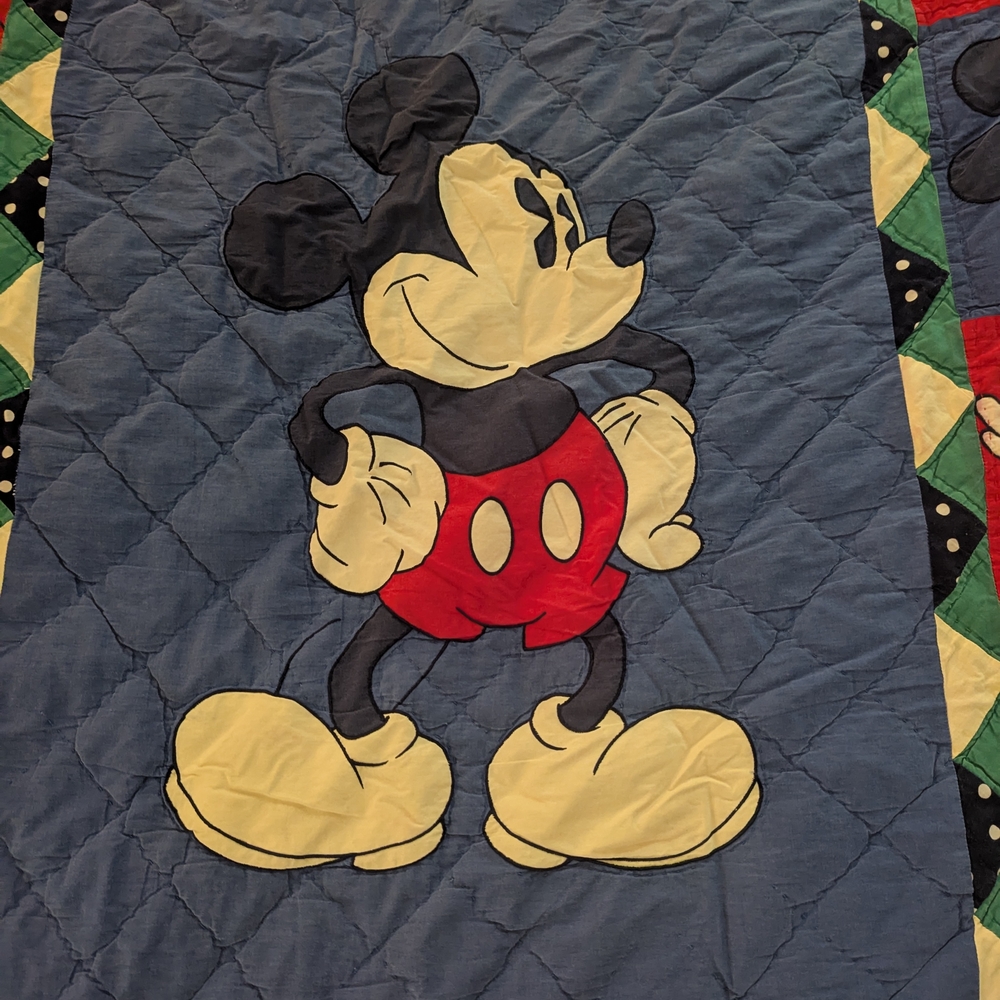 Vintage Disney Mickey Mouse Quilt - Red, Blue, Black - Picture 3 of 9
